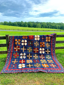 Available now: Queen/King size quilt, traditional colors, Kansas Troubles