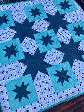 Load image into Gallery viewer, Available now: Mint and grey star quilt, throw size
