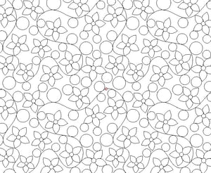 Flower and pearls, Digital quilting pattern, design, pantograph.