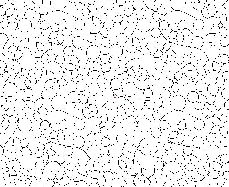 Flower and pearls, Digital quilting pattern, design, pantograph.