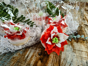 Soap gift box, Poinsettia flowers