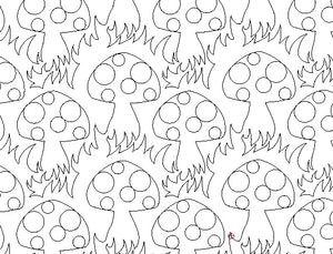 Mushroom, Digital quilting pattern, design, pantograph, E2E