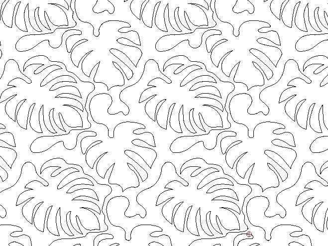 Monstera, Digital quilting pattern, design, pantograph,E2E
