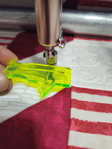 Needle guider. Longarm needle setting/positioning tool.