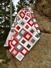 Load image into Gallery viewer, Available now: Beautiful handmade Christmas quilt, modern, red gray white brown
