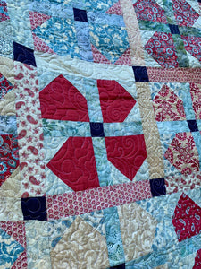 Available now: Beautiful handmade quilt, patchwork flowers