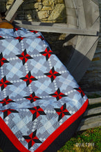 Load image into Gallery viewer, Luxury handmade modern quilt, gray red black quilt.
