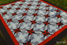 Load image into Gallery viewer, Luxury handmade modern quilt, gray red black quilt.
