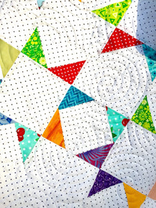 Handmade Scrappy Star quilt, bright modern