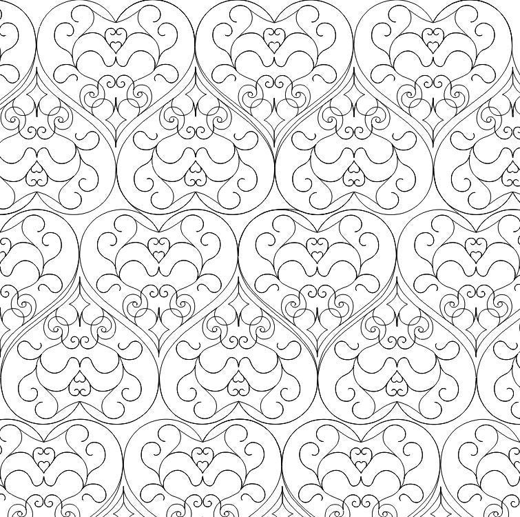 Hearts x4  for large froat machine digital quilting pattern, design, pantograph