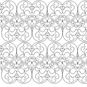 Hearts x2 for digital quilting pattern, design, pantograph