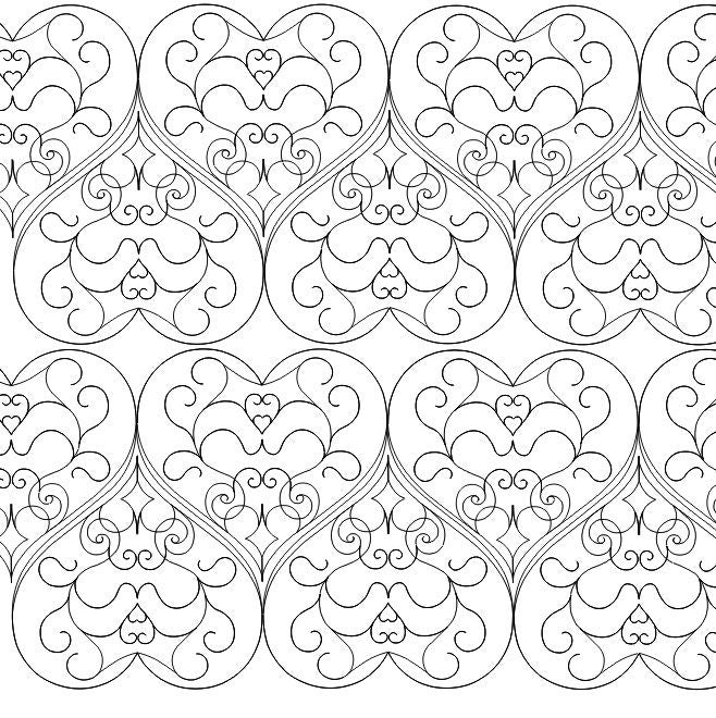 Hearts x2 for digital quilting pattern, design, pantograph