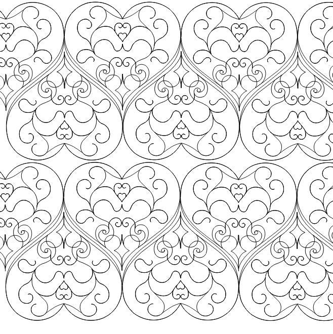Hearts x2 for digital quilting pattern, design, pantograph