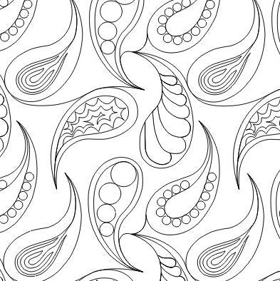 Fancy Paisley digital quilting pattern, design, pantograph
