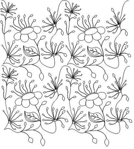 Bee Balm Flower  digital quilting pattern, design, pantograph
