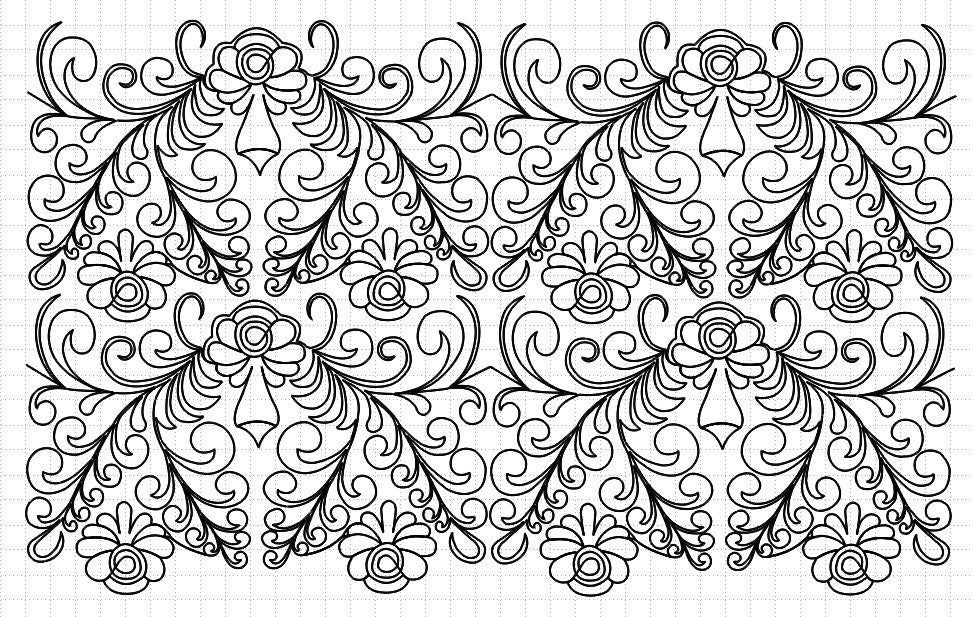 Feathered angel digital quilting pattern, design, pantograph