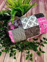 Load image into Gallery viewer, Available now: Pink and Gray girl quilt, Paris bicycles
