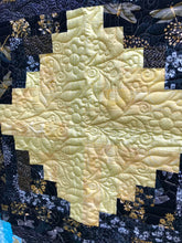 Load image into Gallery viewer, Available now: Throw size quilt, geometry, yellow black blue
