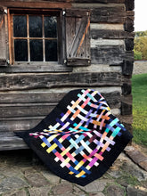 Load image into Gallery viewer, Made by order. Throw size Modern Scrappy Quilt, woven, pastel colors
