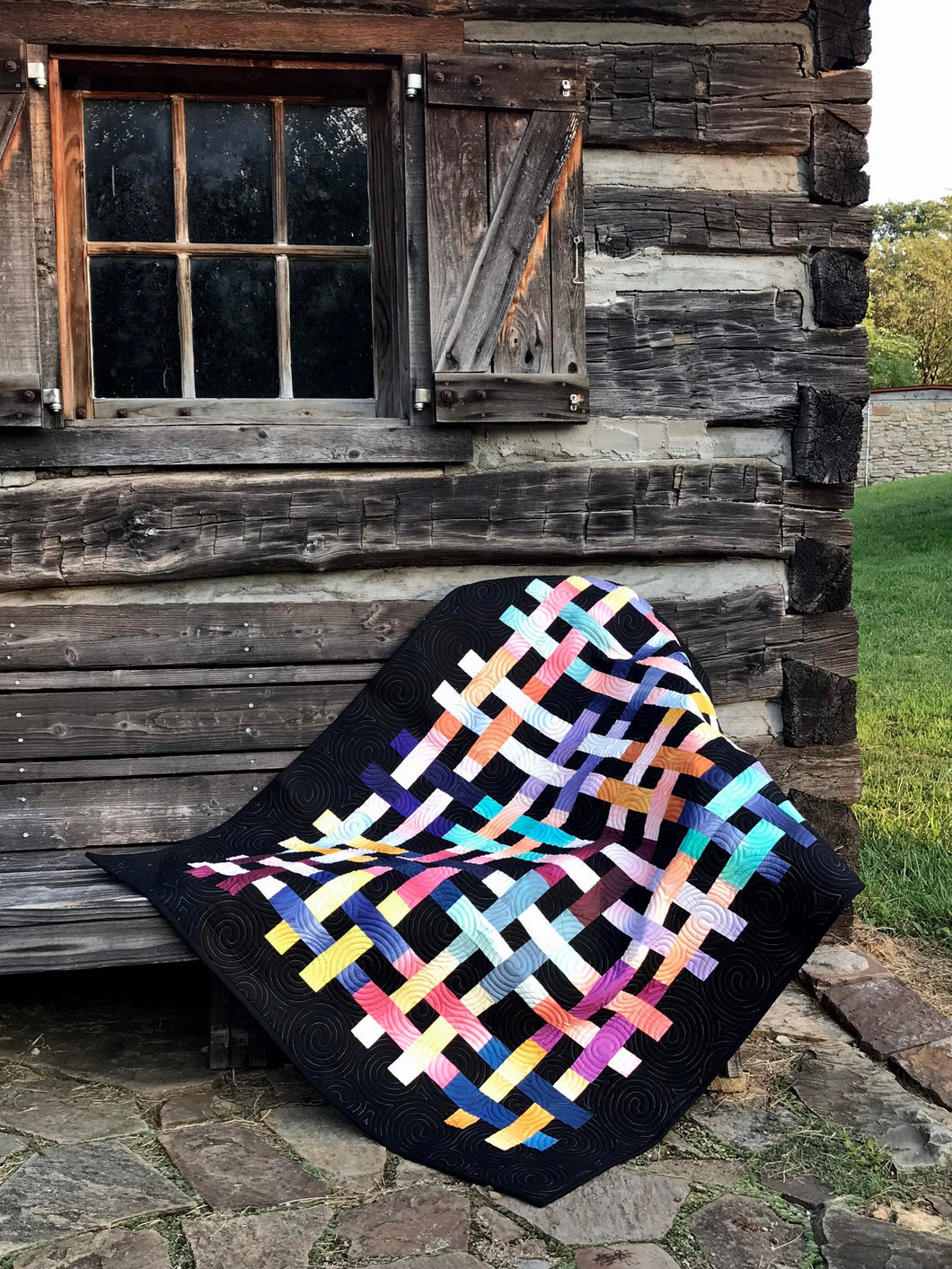 Made by order. Throw size Modern Scrappy Quilt, woven, pastel colors