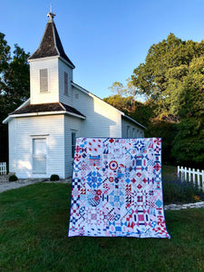 Available now: Beautiful sampler cheater quilt FULL size